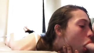 Мужик связал сестру своей девушки и жестоко трахнул её в рот до бессознательного состояния